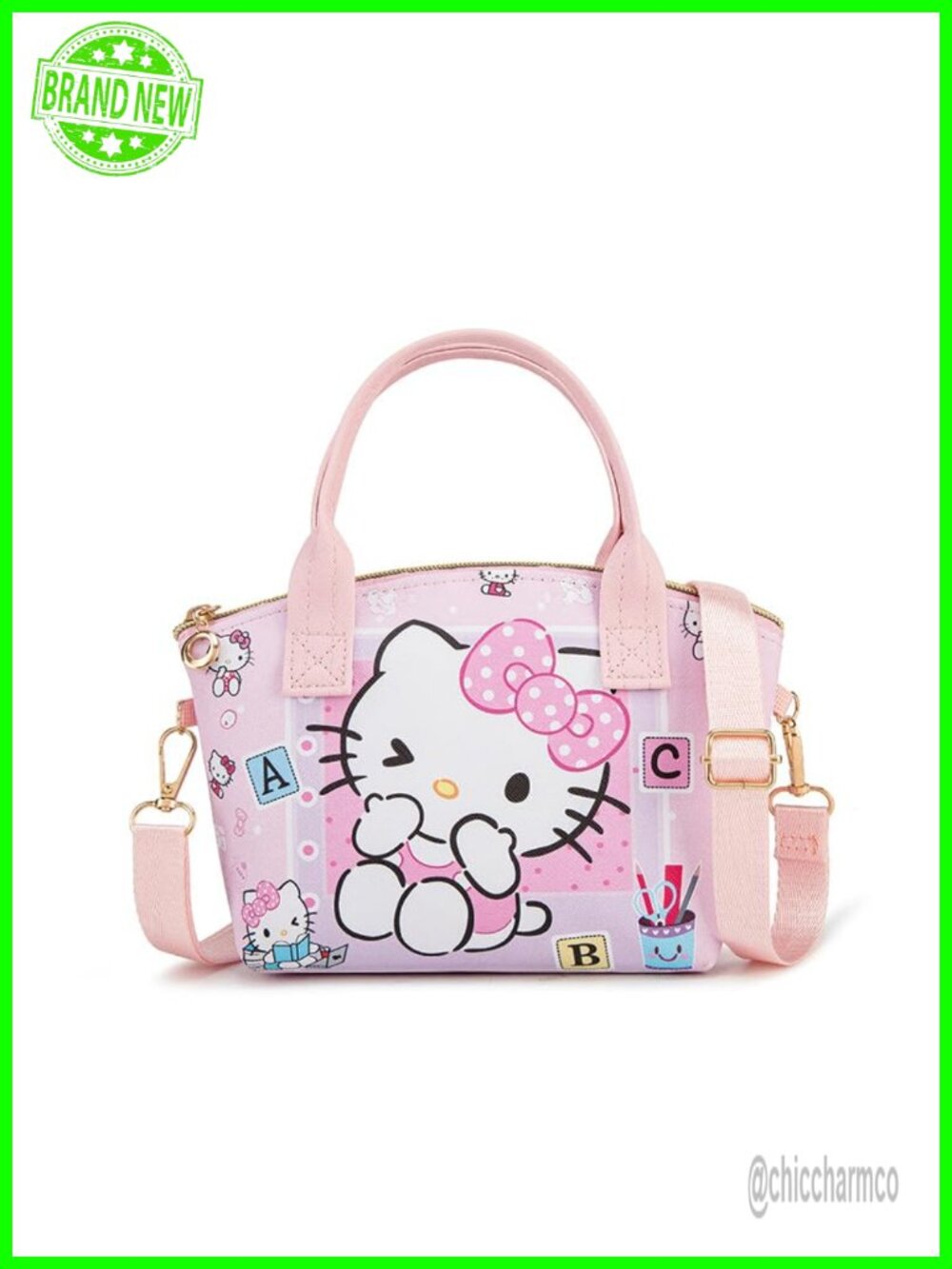 Cartoon Crossbody Tote Bag PU Leather Satchel Detachable Strap